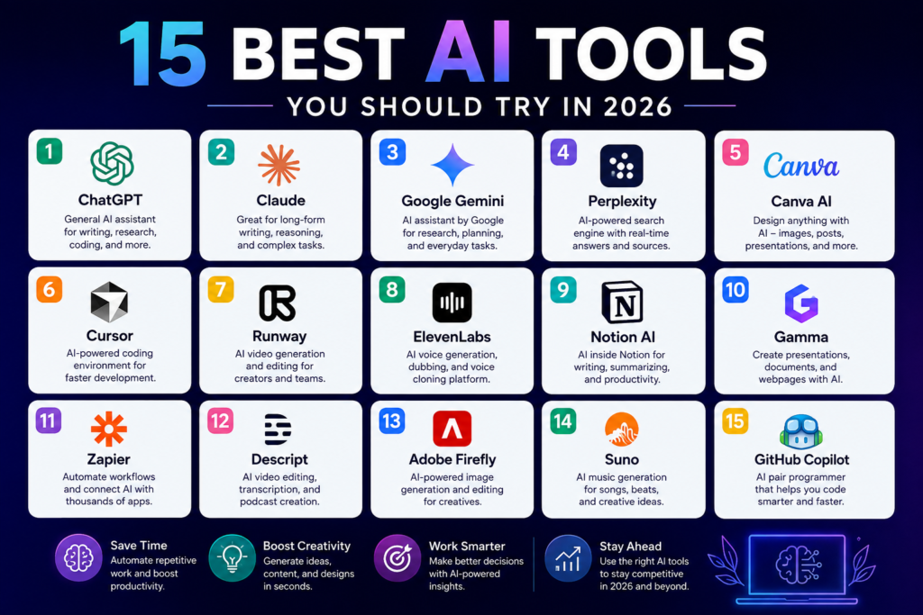15 Best AI Tools You Should Try in 2026